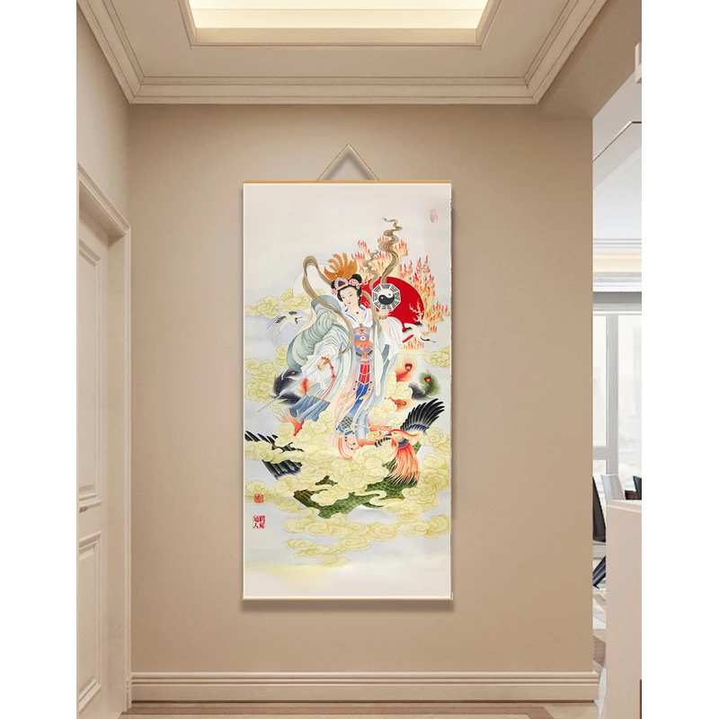 【196九天玄女】60x120cm现代简约挂轴装饰画办公室家居装饰画