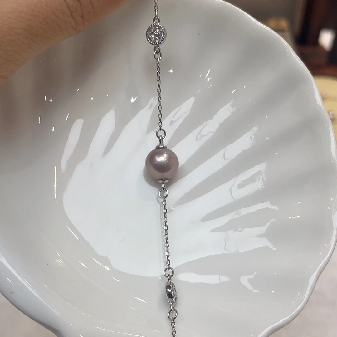 银S925镶嵌淡水珍珠手链