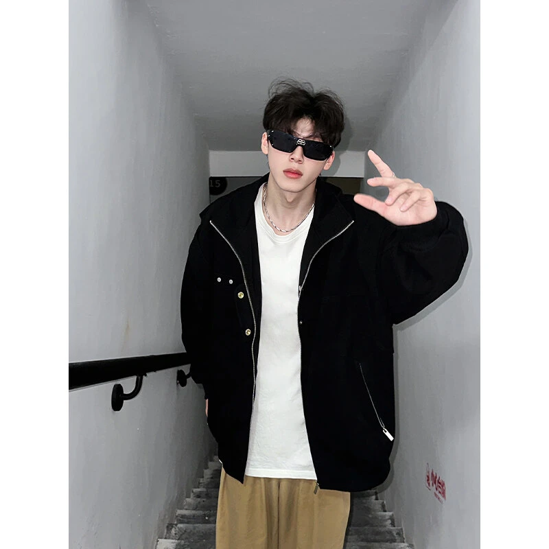 美式复古飞行员夹克外套男款春秋季潮牌简约百搭短款设计感棒球服