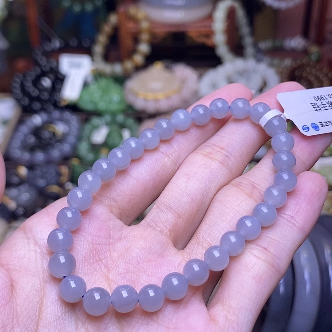 和田玉未镶嵌颈饰烟紫香芋紫手串6MM