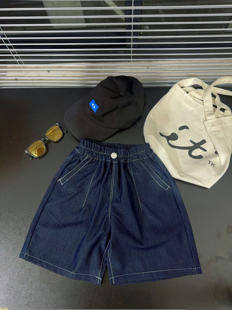 韩版净色短裤夏季清爽2025新款垂感免皱中性百搭儿童短裤