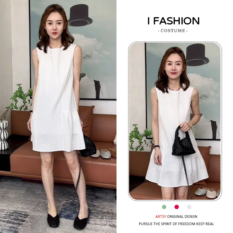 韩版小个子无袖连衣裙女2025年夏季新款休闲洋气宽松显瘦气质短裙