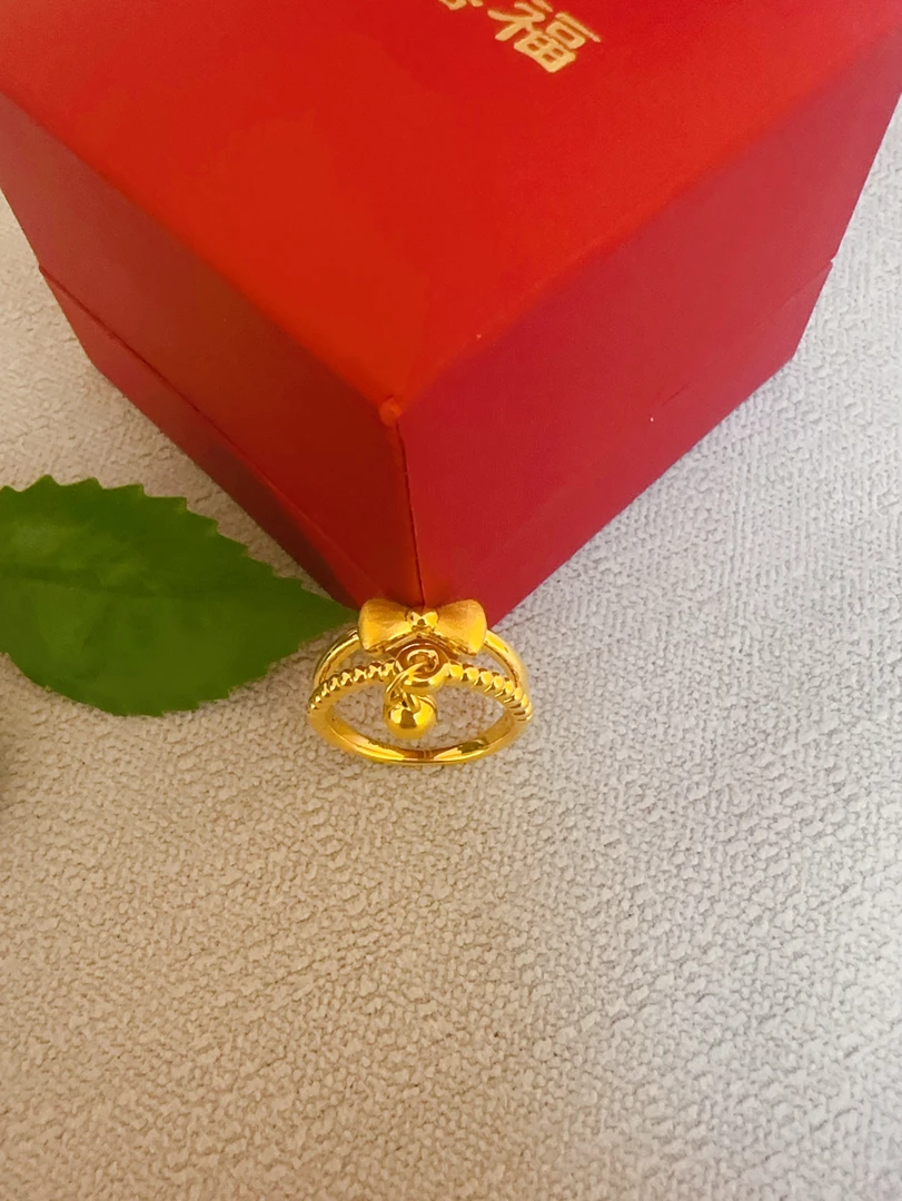 足金999铃铛蝴蝶结戒指5D工艺固口戒指（铃铛不响哦）JZ3