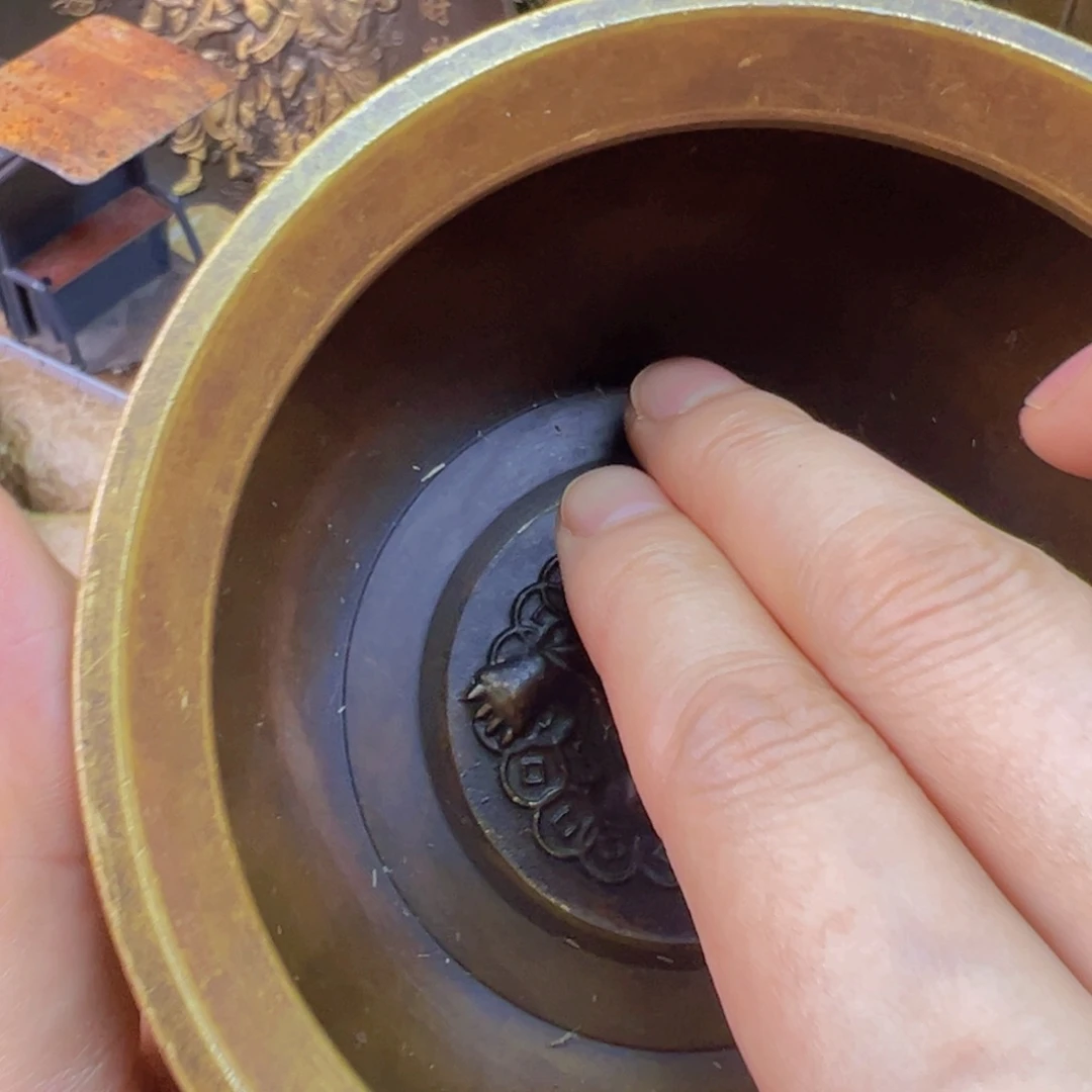 原矿风磨铜金蟾聚宝盆