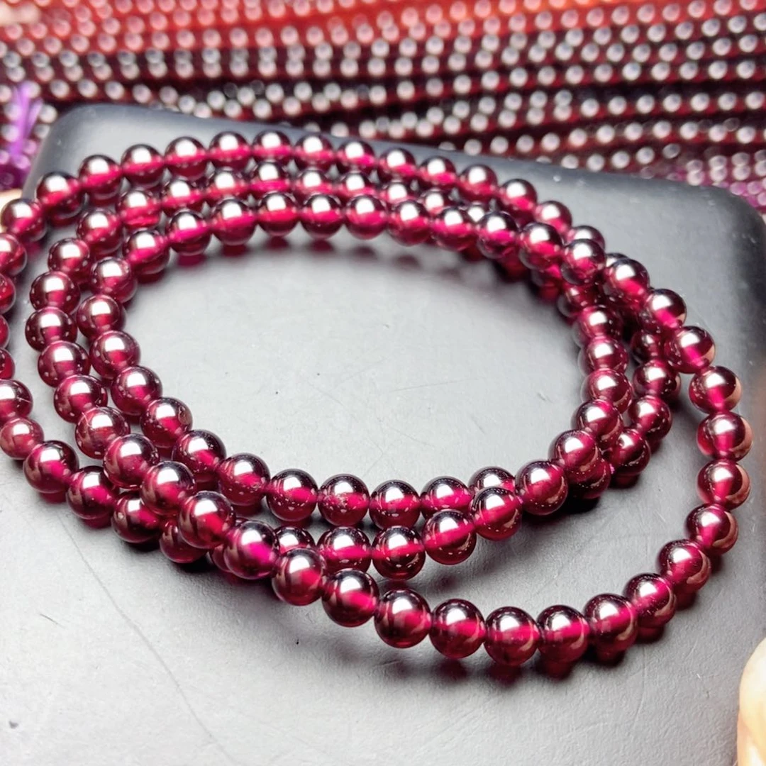 石榴石手链未镶嵌5酒红色