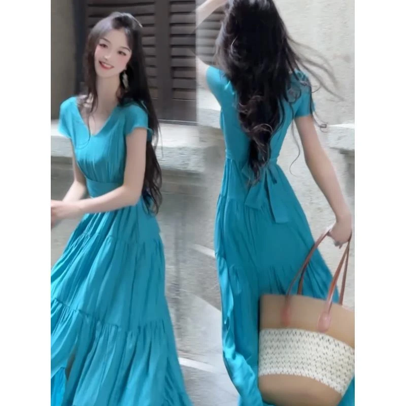 百亿【巴黎假日】法式优雅大方气质迷人设计感度假长裙设计感连衣裙