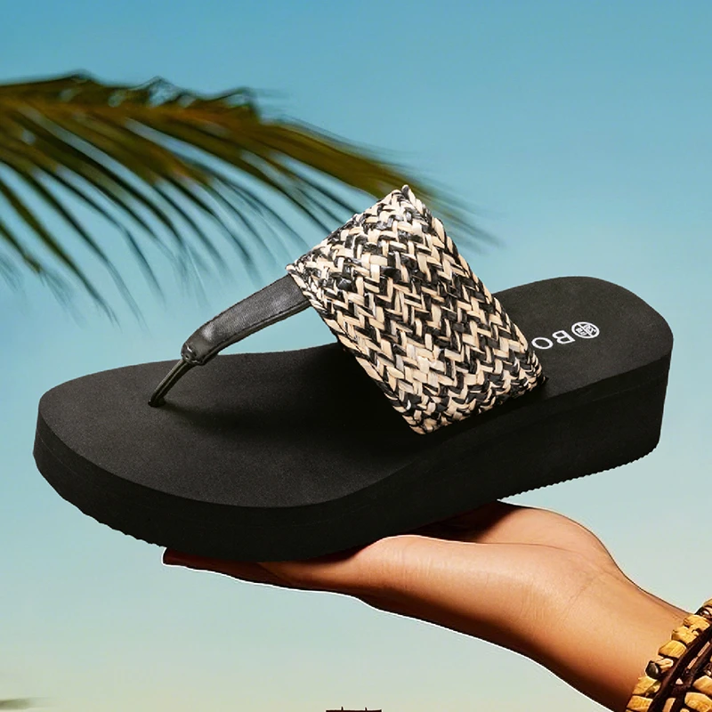 Boree/宝人2025休闲平跟小众复古夏季人字拖拖鞋女士软底潮流百搭