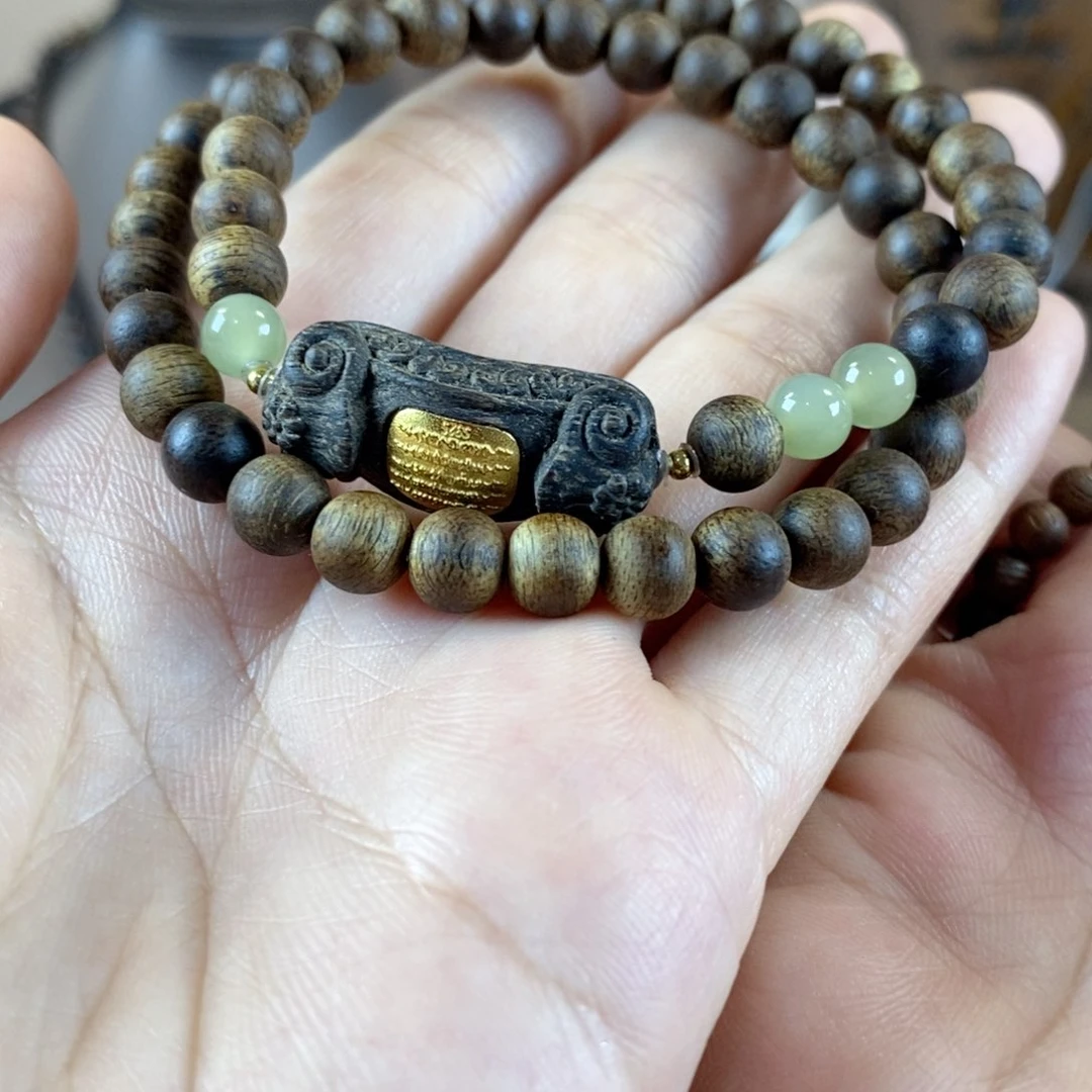 沉香手串白棋卡6mm双圈