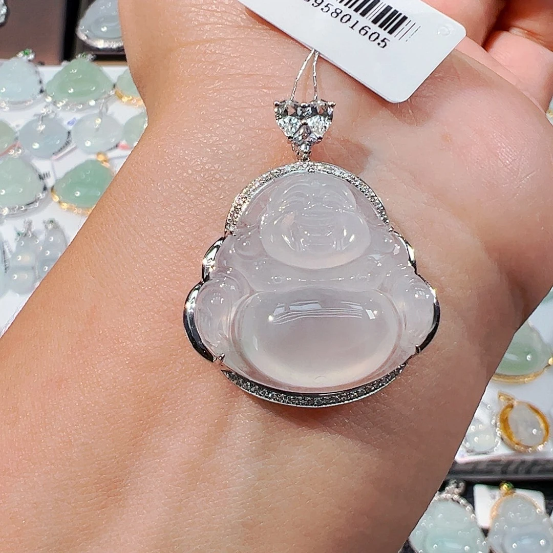 项链18K金镶嵌翡翠佛公