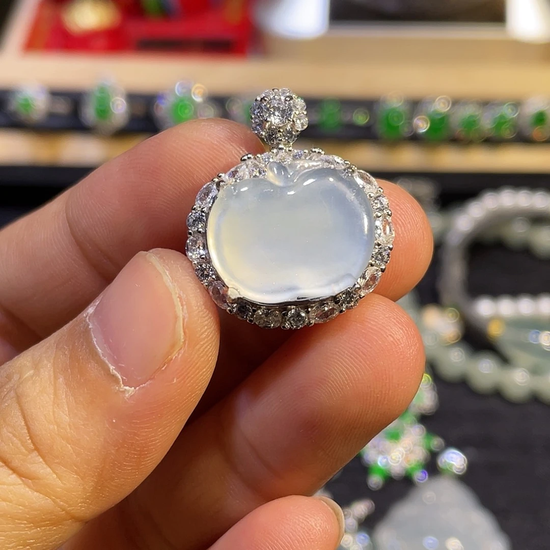 翡翠银S925镶嵌吊坠(不含链)