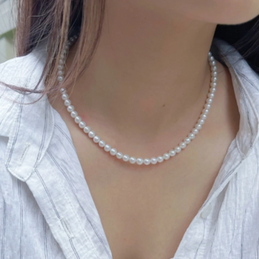 淡水珍珠项链S925银扣5-5.5mm