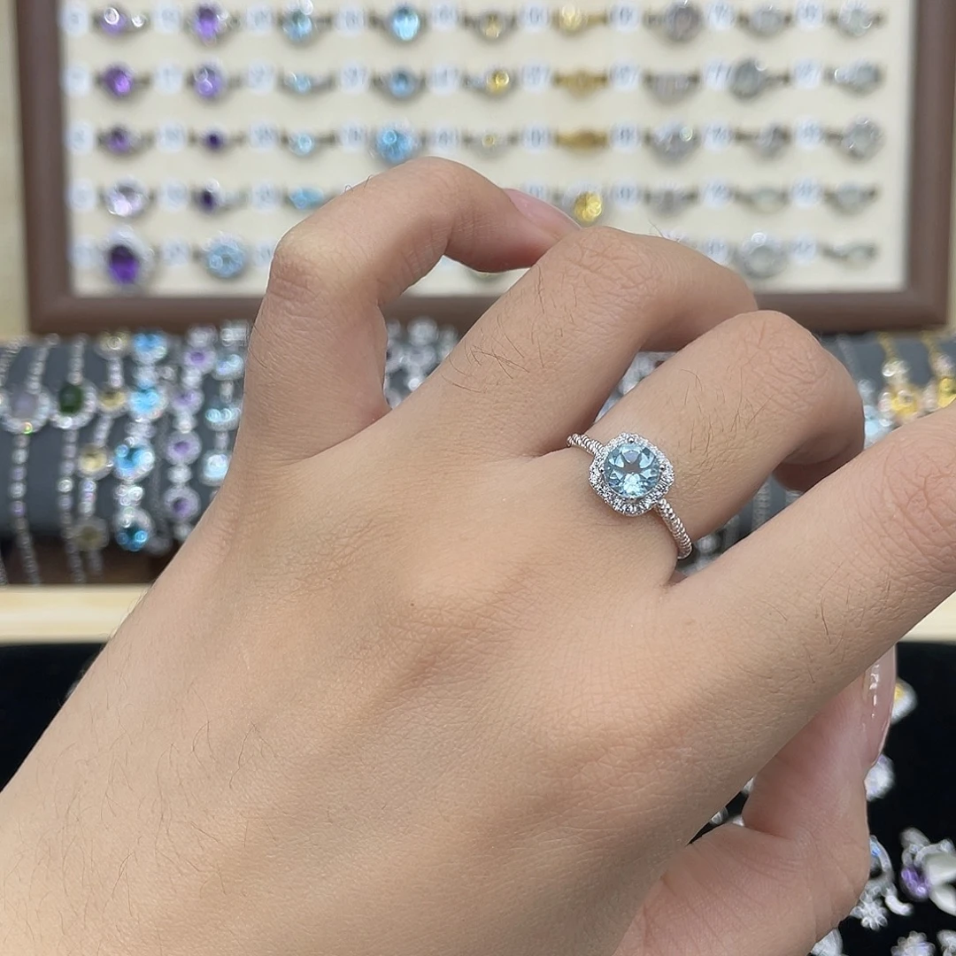 戒指托帕石银S925镶嵌