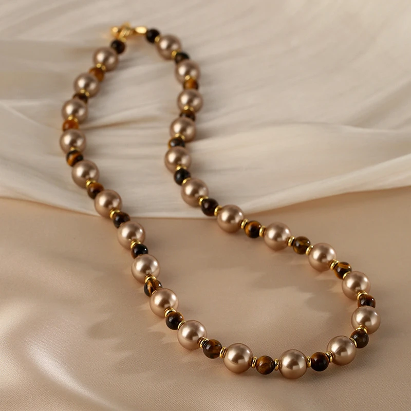 铜合金项链 《货号6660》美拉德混彩珠珠项链