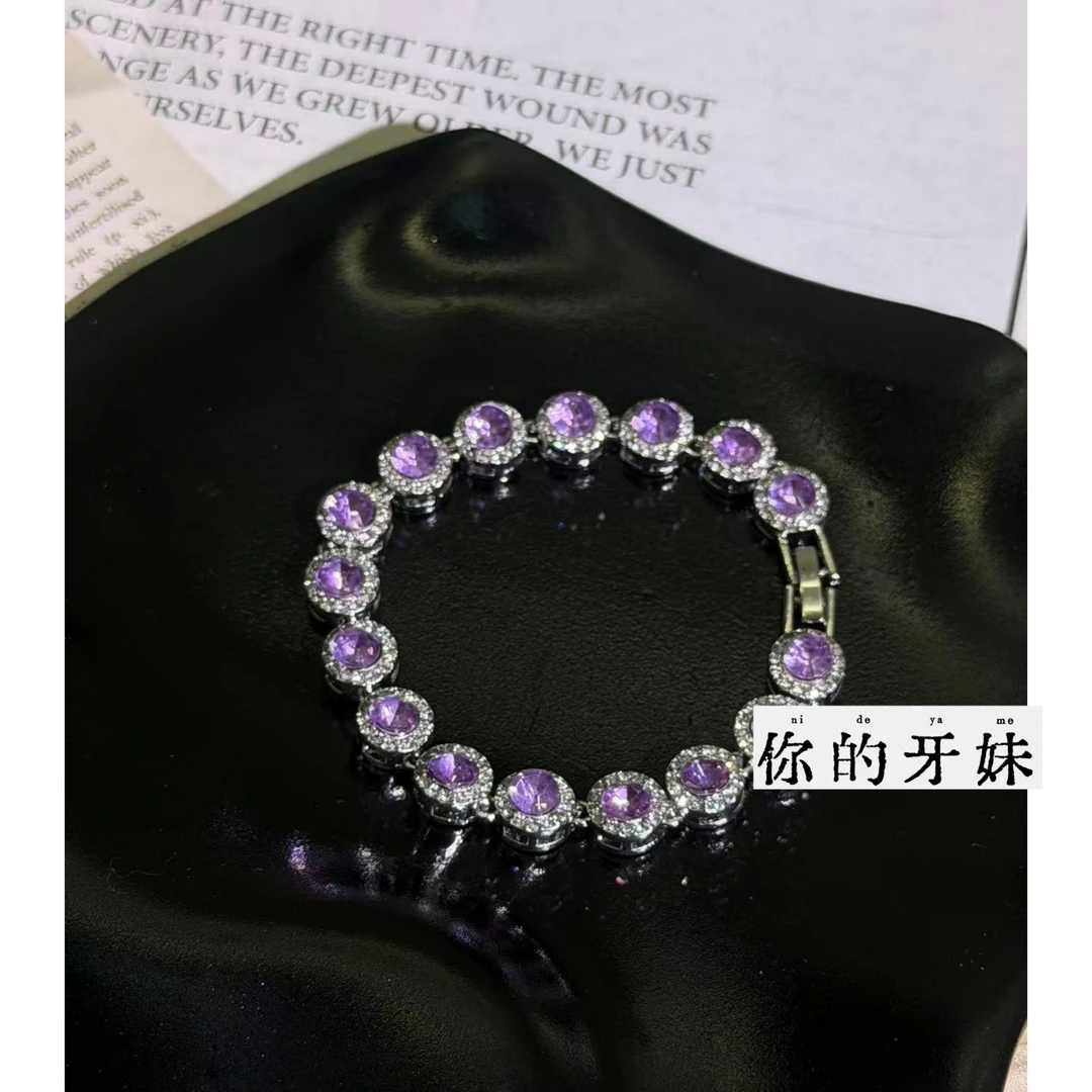 铜合金锆石手链 紫葡萄手链SL343法式轻奢气质复古时尚