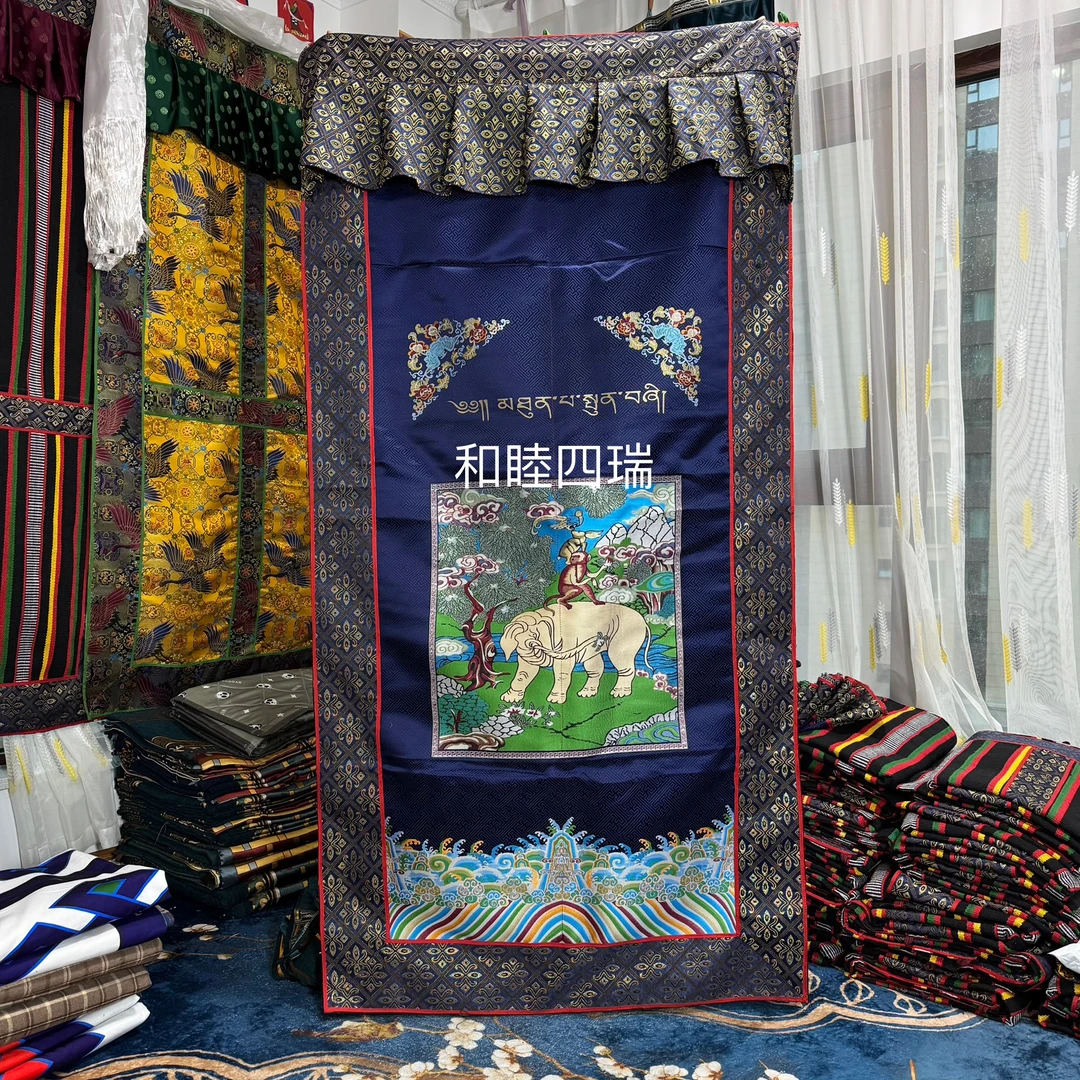 藏式经典和睦四瑞图案门帘纯手工缝制优质家用加厚冬天专用轻
