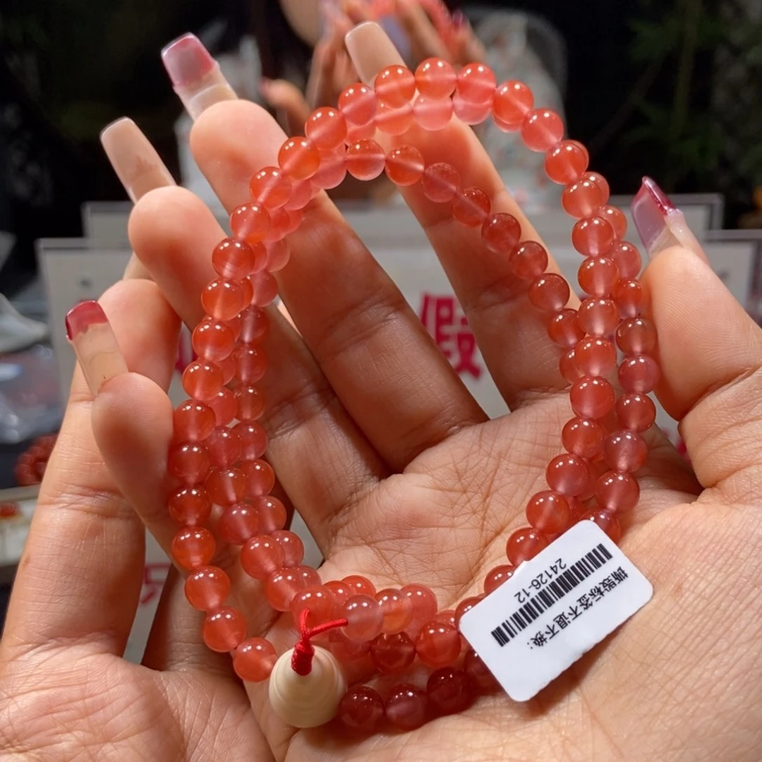 南红玛瑙6+冰粉108珠串未镶嵌