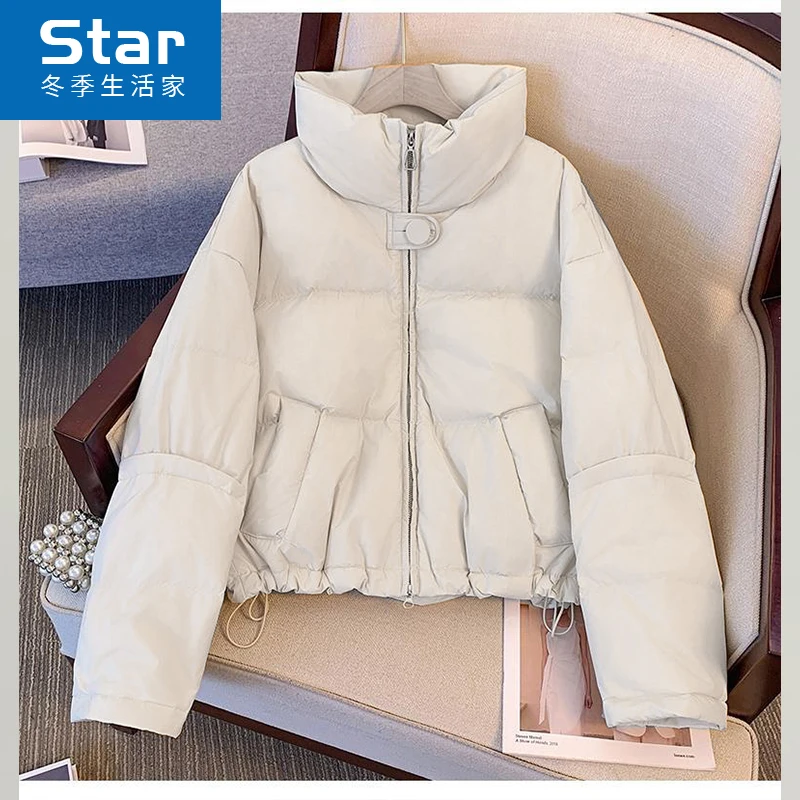 【绒感面料】立领短款加厚小个子羽绒服女冬季白鸭绒设计感小众外套