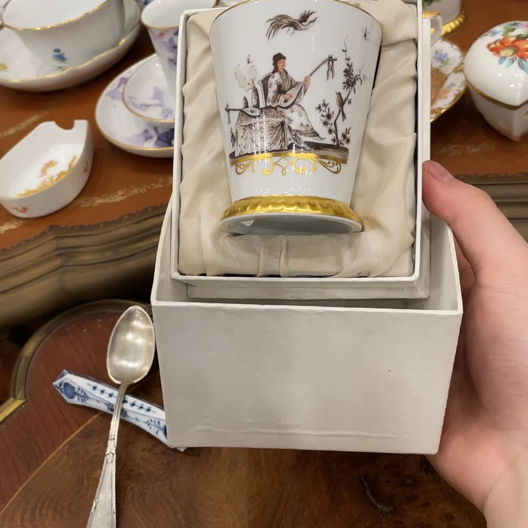 瓷片中古一等墨鱼色手握杯