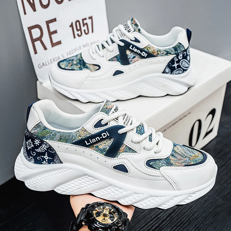 2025年春季新款运动单鞋百搭男鞋厚底老爹鞋子男士休闲鞋时尚潮鞋