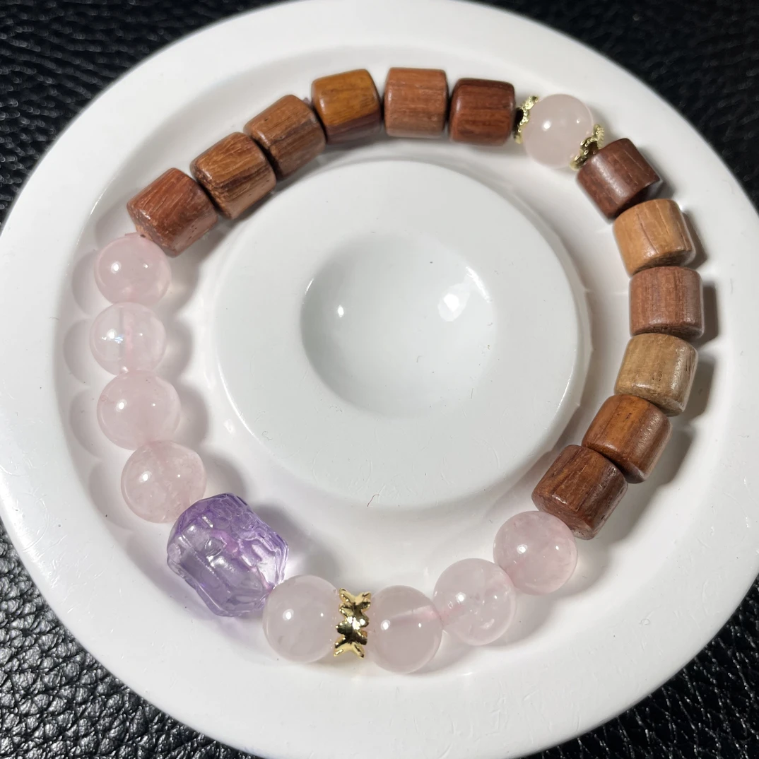 花梨木粉水晶 手串