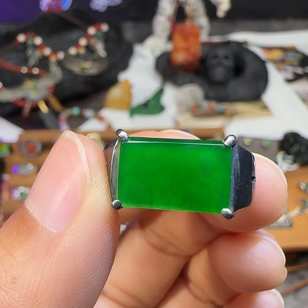 泡***甲翡翠银S925镶嵌戒指