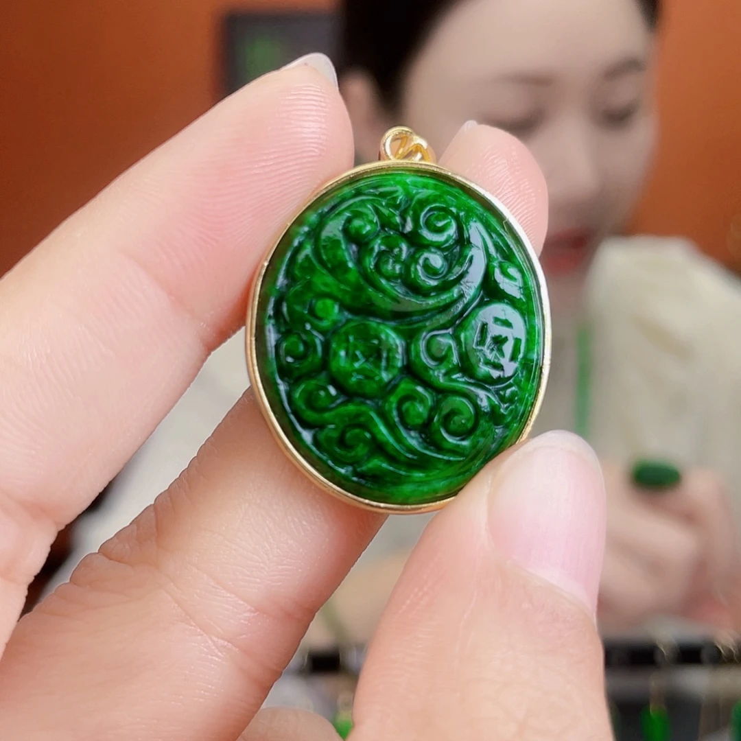 翡翠银S925镶嵌耳饰