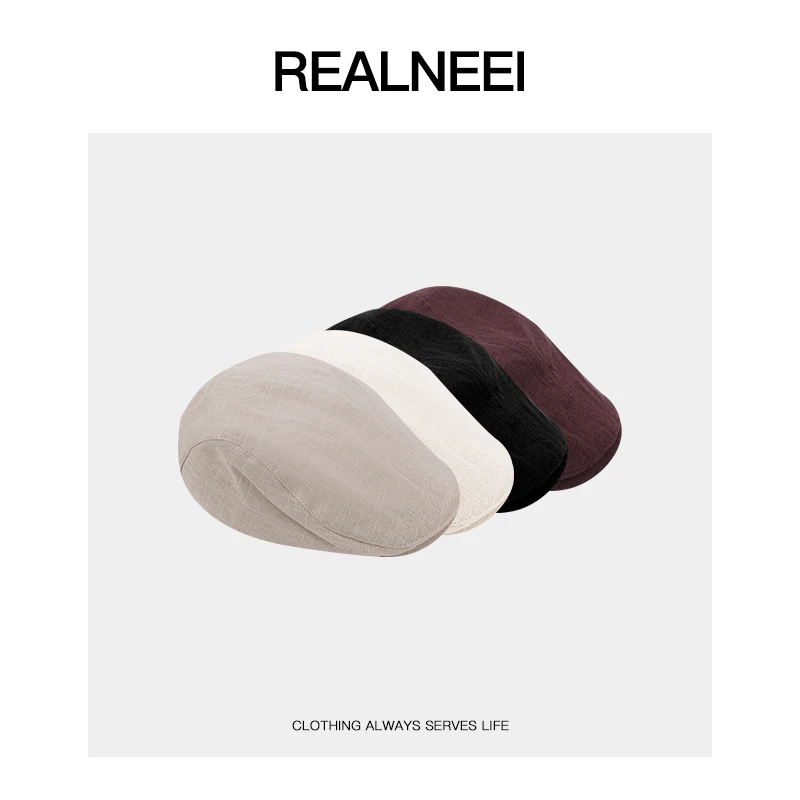 REALNEEI 复古英伦风纯色百搭日系简约前进帽帽子01211