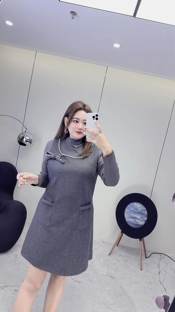 小钰胖仙【森系INS】冬日大码连衣裙两件套