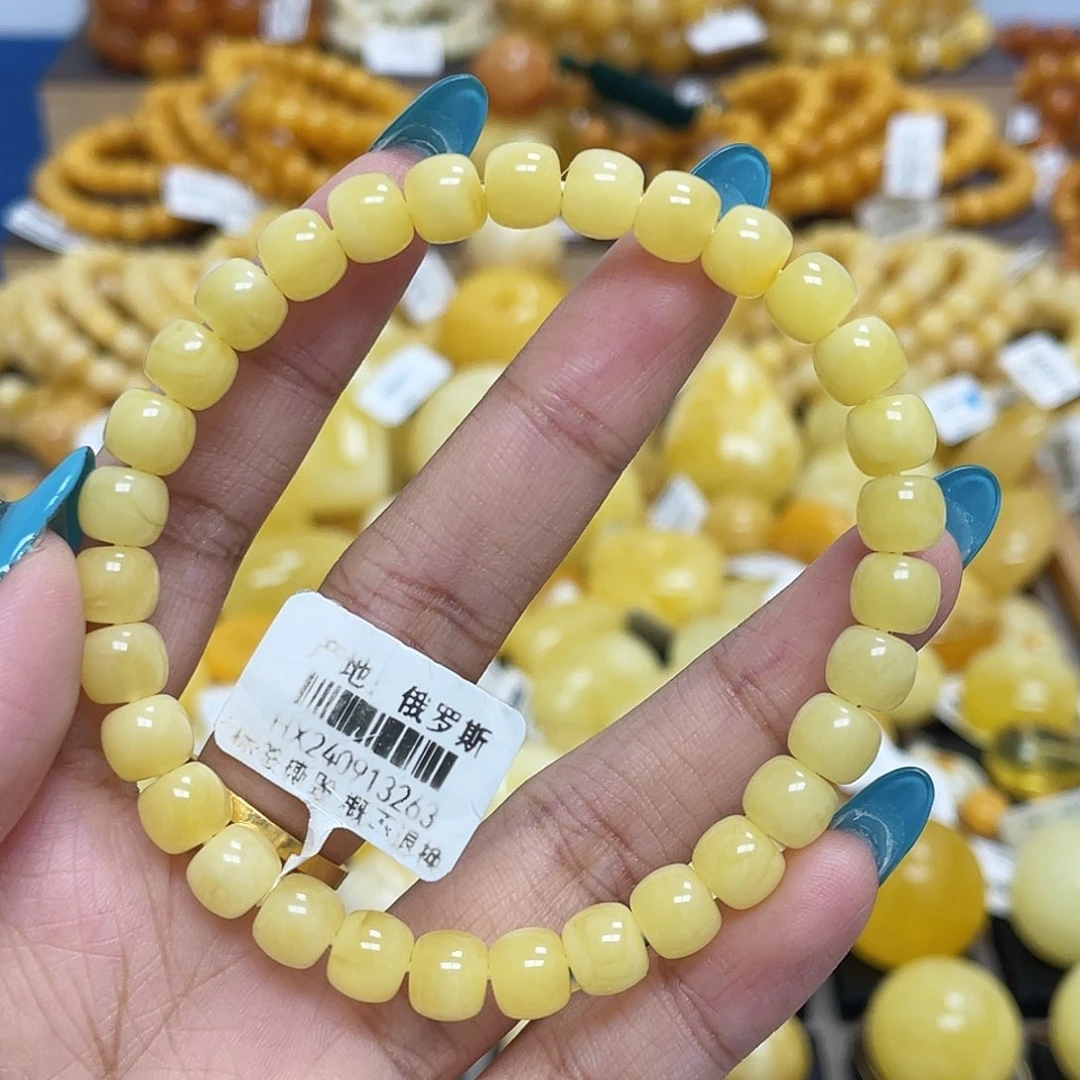 蜜蜡未镶嵌珠宝奇石7.0mm老型手串瑕