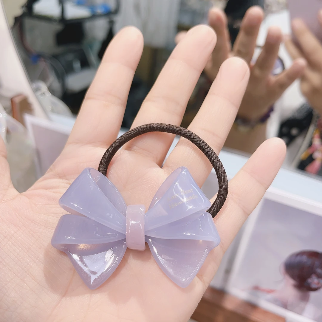 E621冰透紫色蝴蝶结发绳