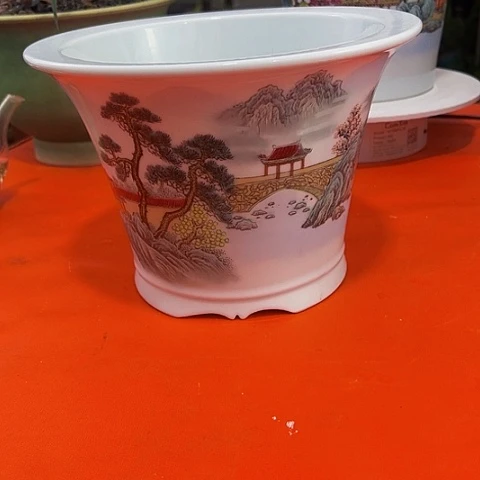 摆件救**伤粉彩山水陶瓷