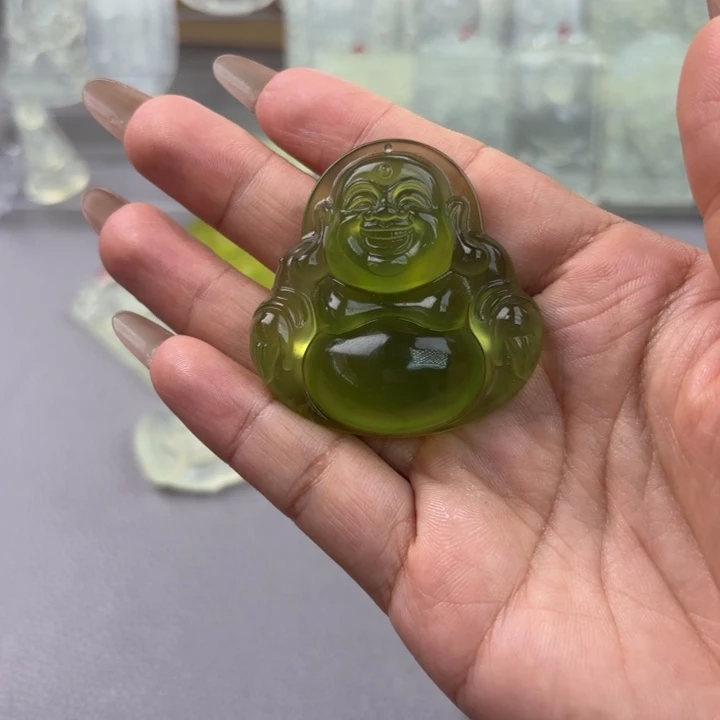 心***水未镶嵌蛇纹石玉颈饰佛公