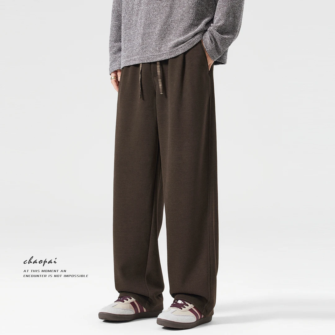 美拉德宽松卫裤男秋冬日系复古重磅绵羊毛混纺松弛感直筒休闲裤子