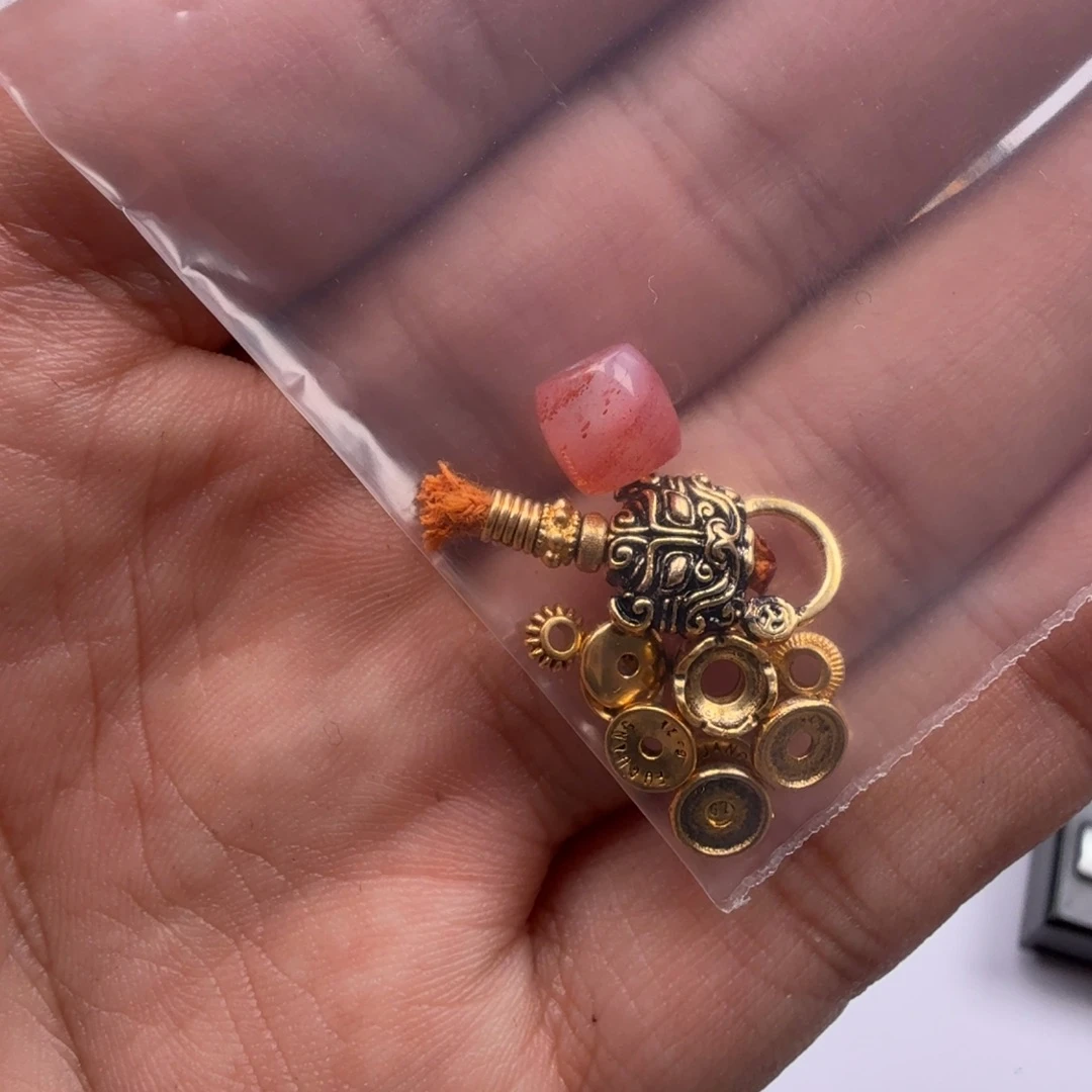 天***昊玛瑙/玉髓18K金镶嵌珠子