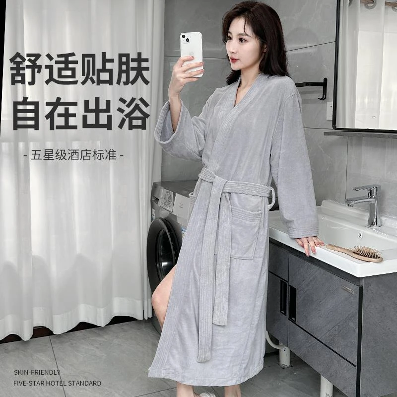 美容院浴袍女客定制logo秋冬睡袍四季款加厚吸水温泉家用男士浴衣