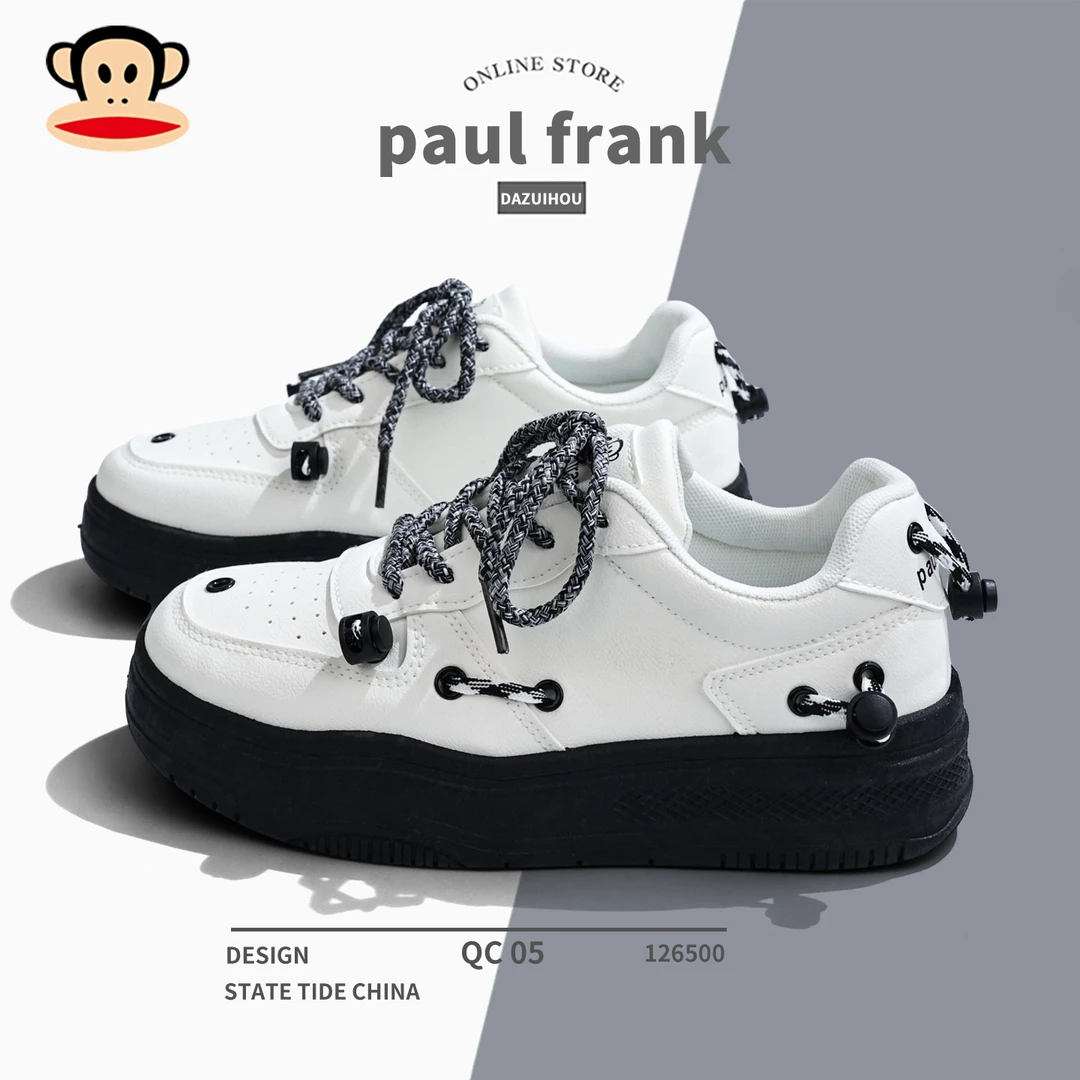 大嘴猴原创帅气机能风织带设计厚底女款小白鞋百搭潮流学生板鞋子