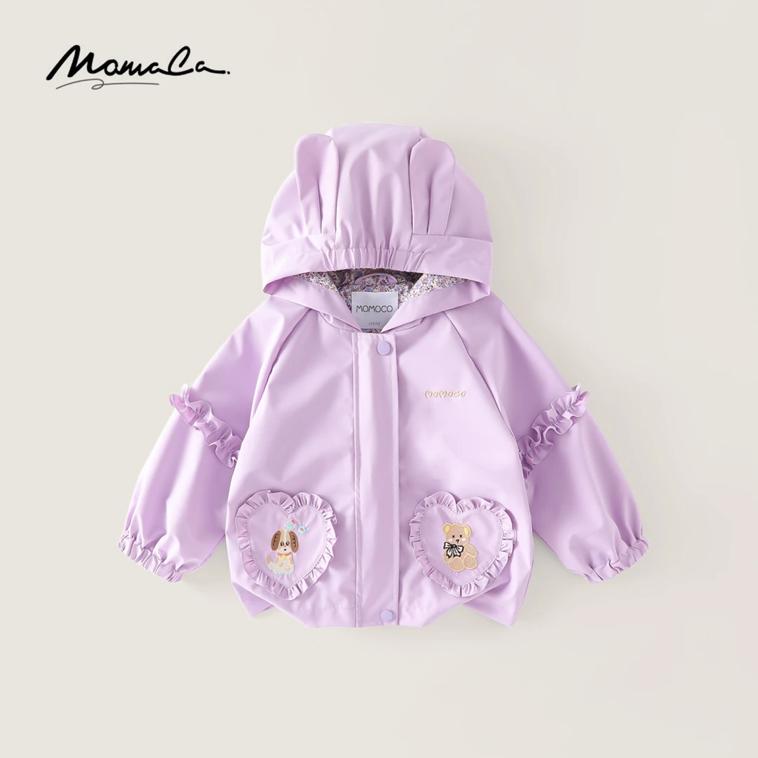 MOMOCO2025款春季新款女童甜美连帽爱心小熊外套77580107007