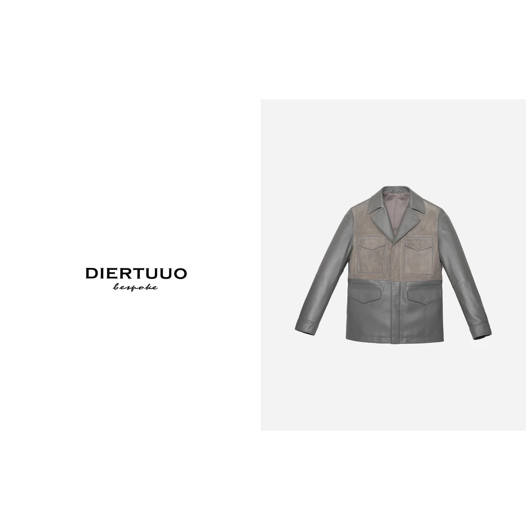 DIERTUUO迪途-男士早春cleanfit时尚休闲百搭轻熟拼接皮衣24723