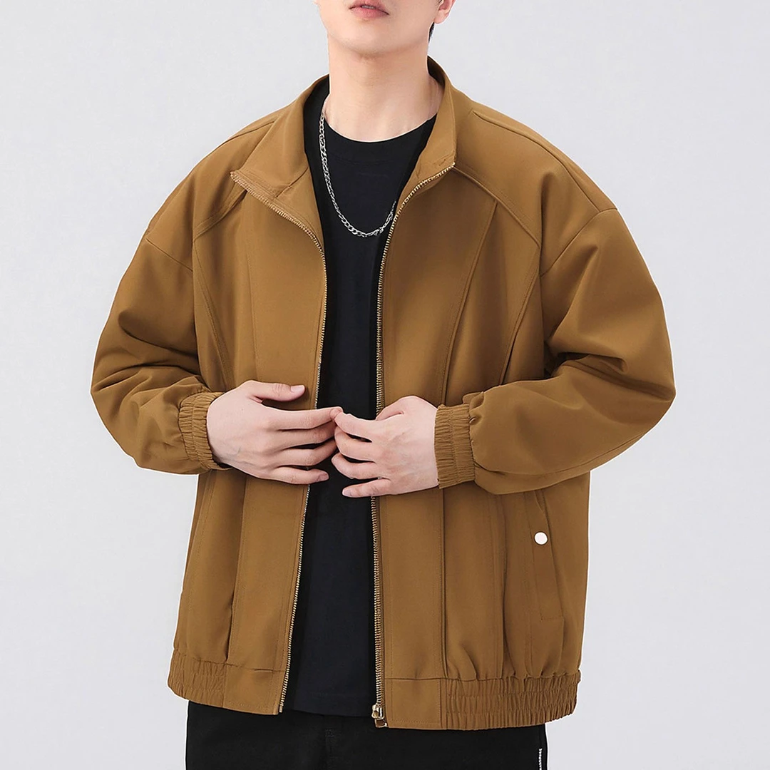 立领外套男士秋季新款潮流美式宽松时尚上衣休闲工装夹克男女同款