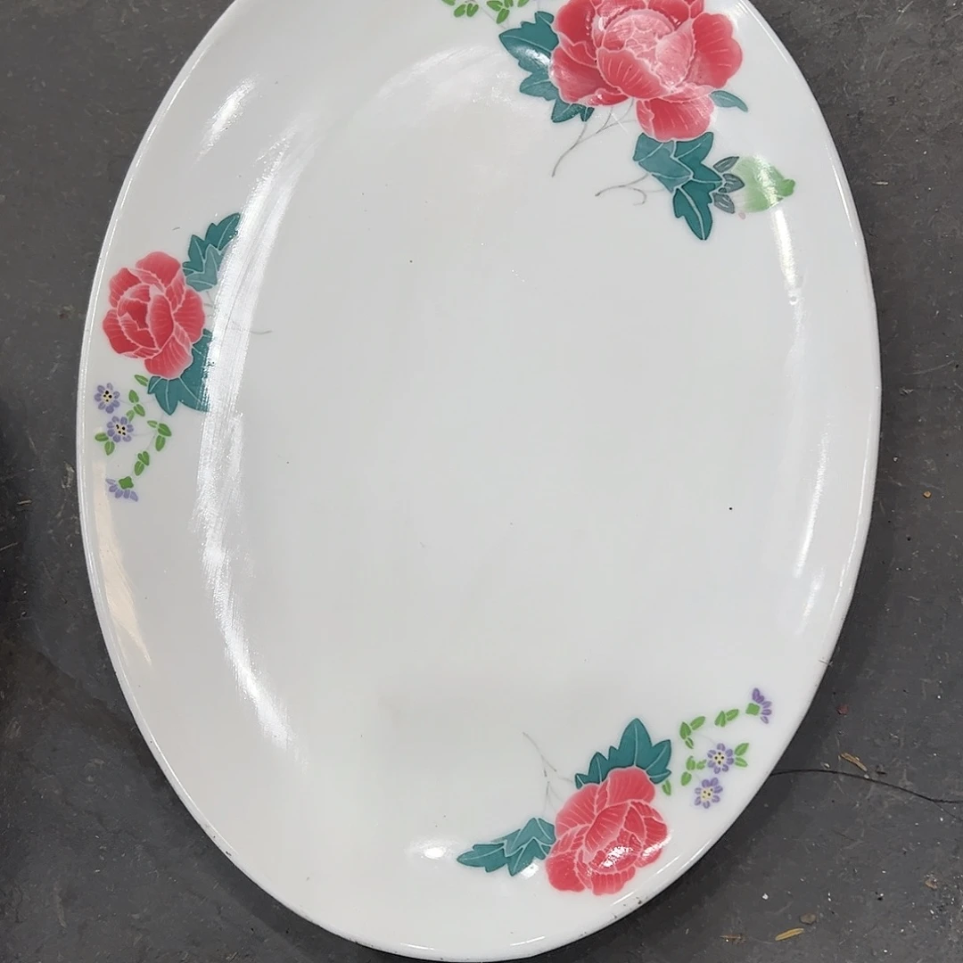 醴陵高温瓷手绘毛瓷鱼盘