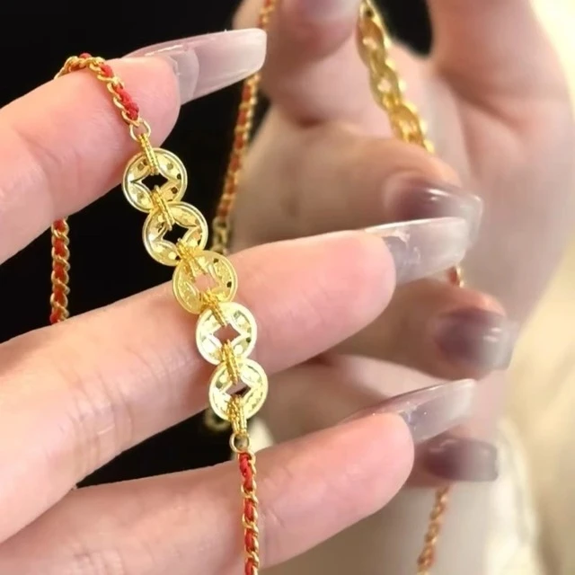 老凤祥足银999纯银五帝币手链女2025年新款爆款轻奢小众生日礼物