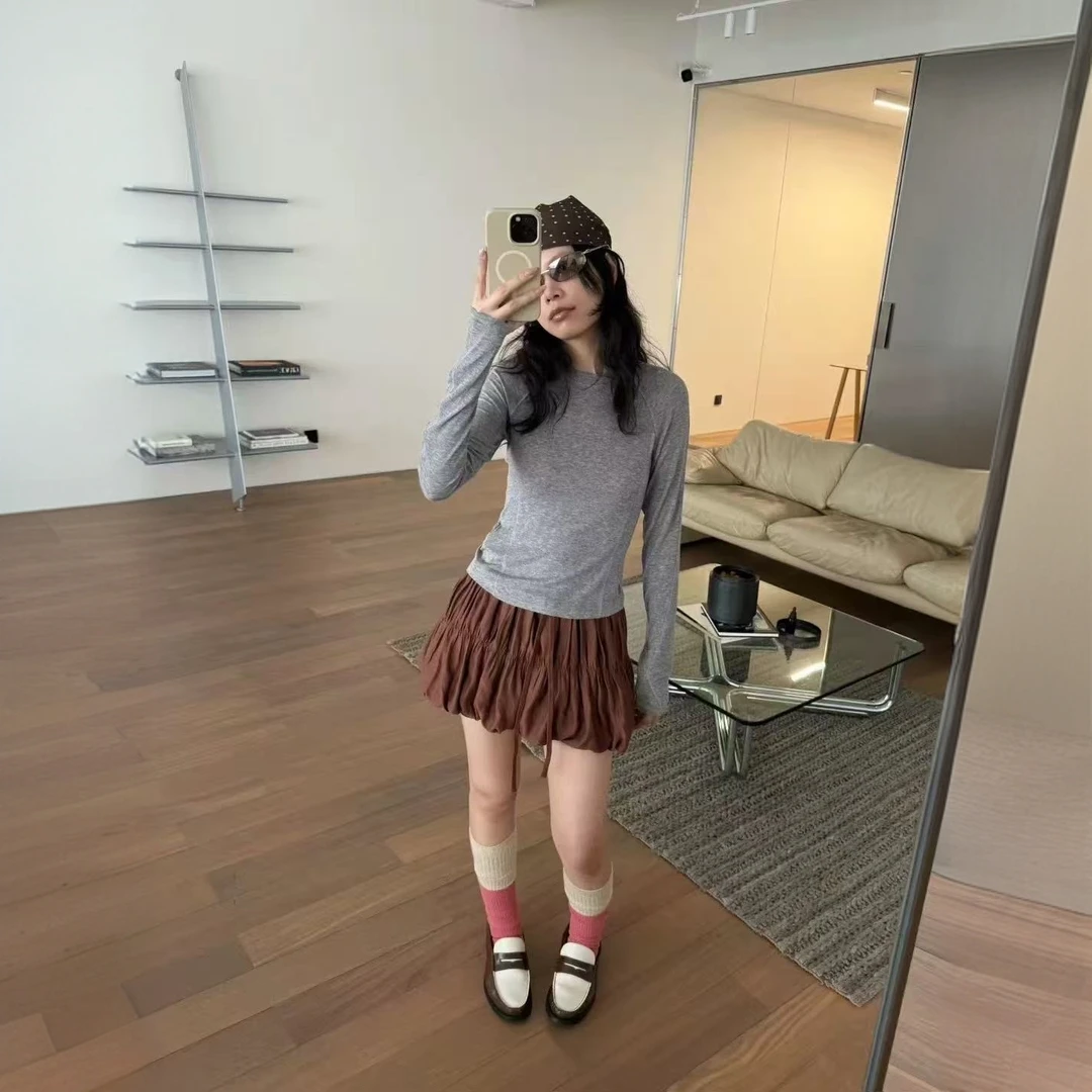 【VIINS】SOISR百搭修身针织打底长袖T恤女 立体分割上衣3435