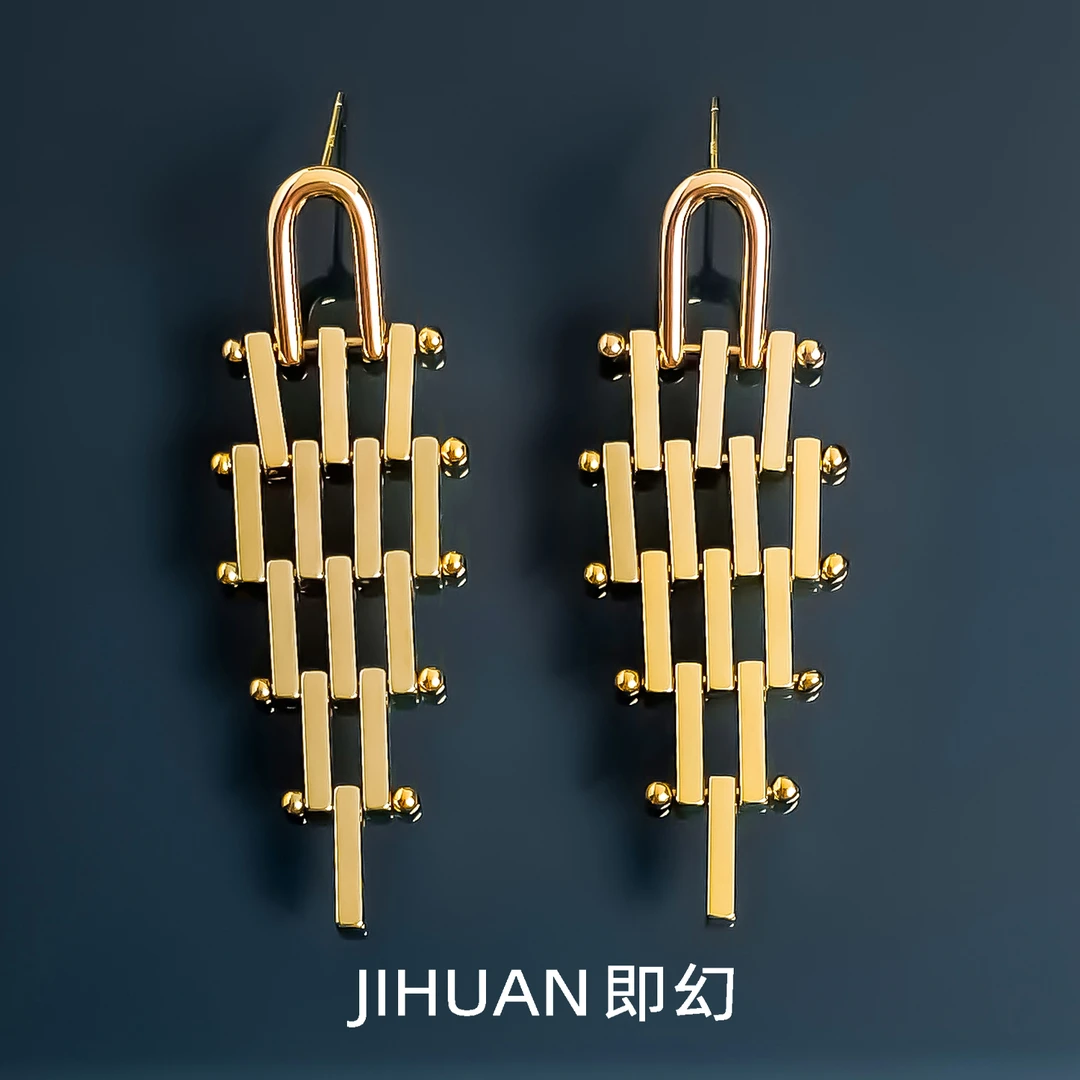 即幻 铜合金耳饰 ♦解构主义X2  欧美解构冷淡风时尚耳环 LY-4271