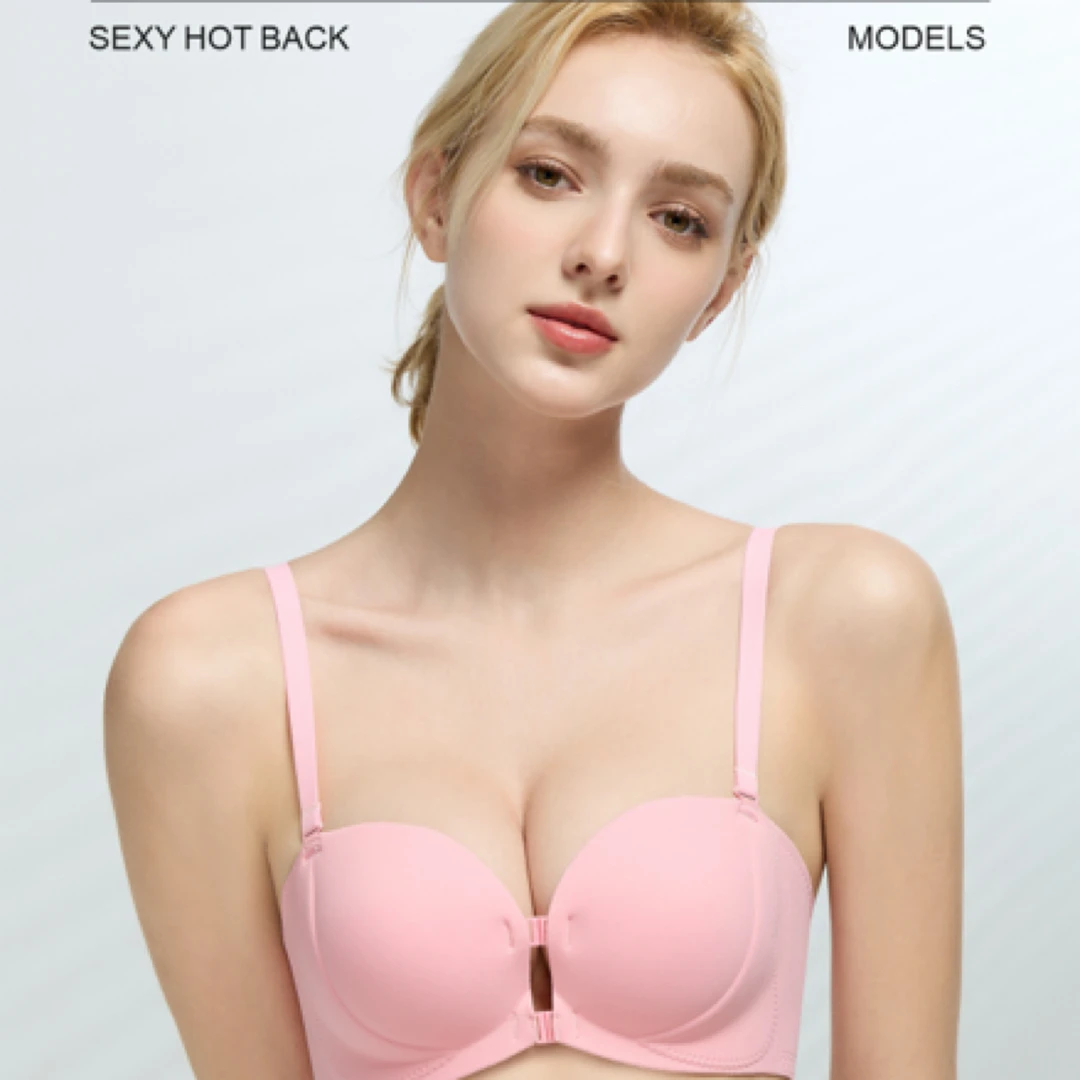 维多利亚“焊”在身上的无肩带内衣前扣防滑内衣女719