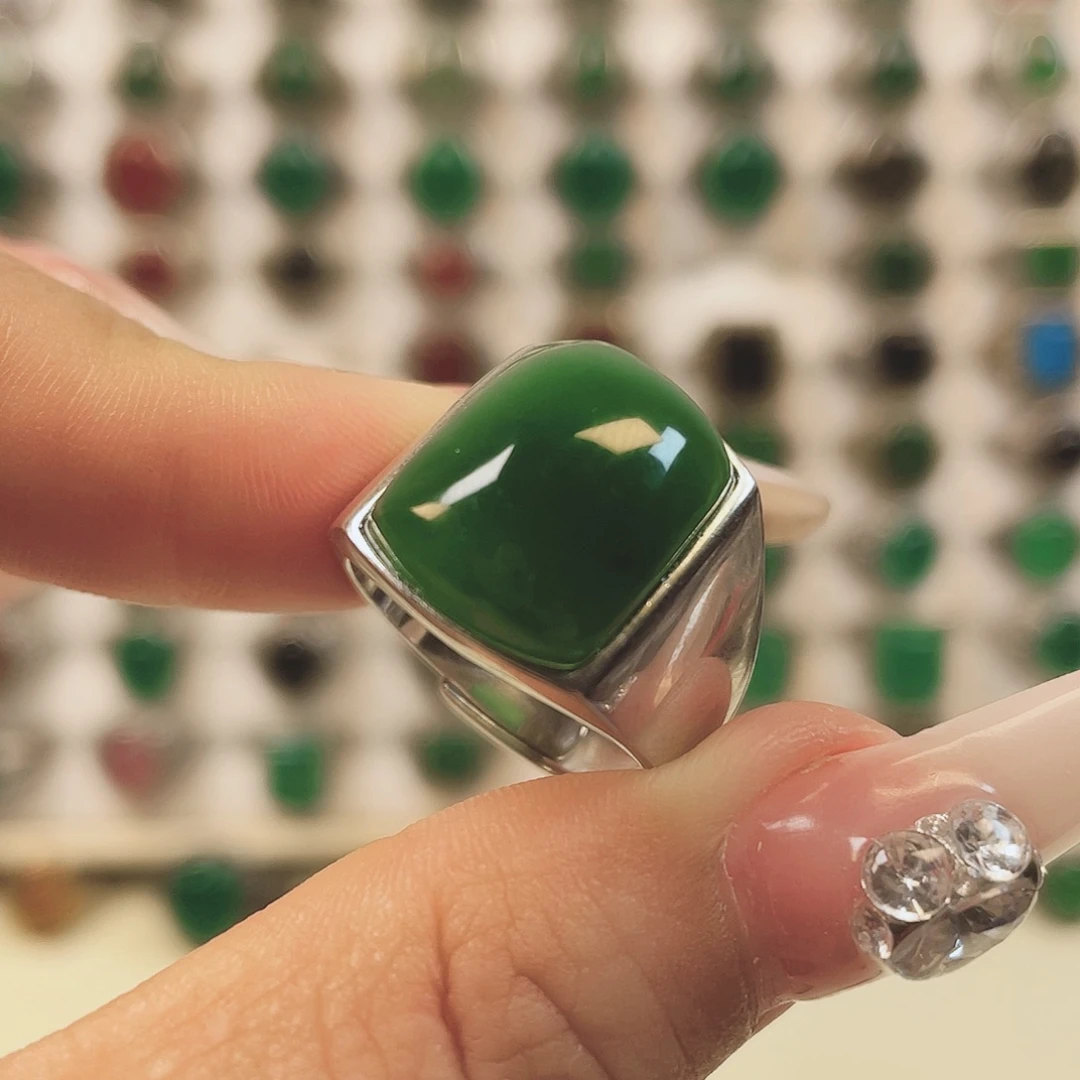 银S925镶嵌戒指和田玉