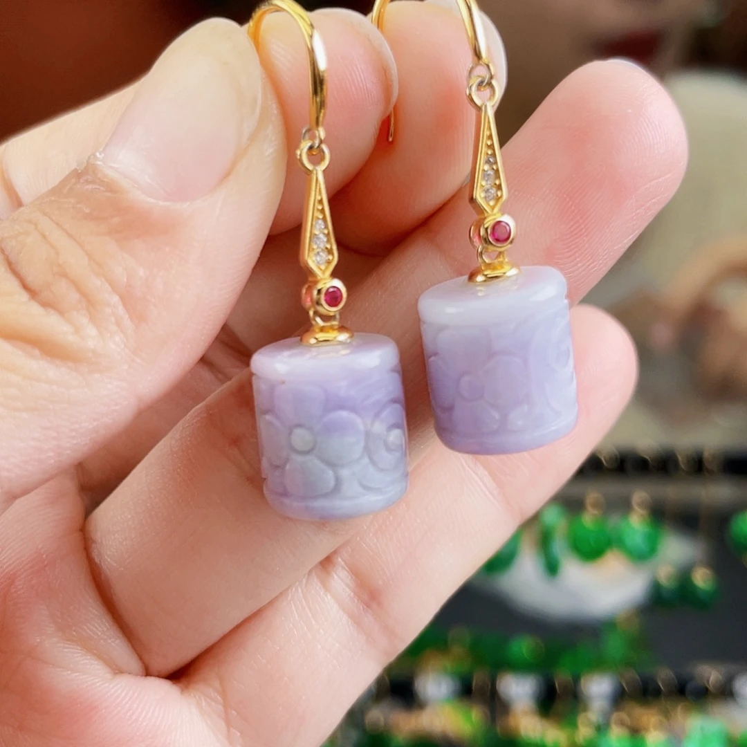 翡翠银S925镶嵌耳饰