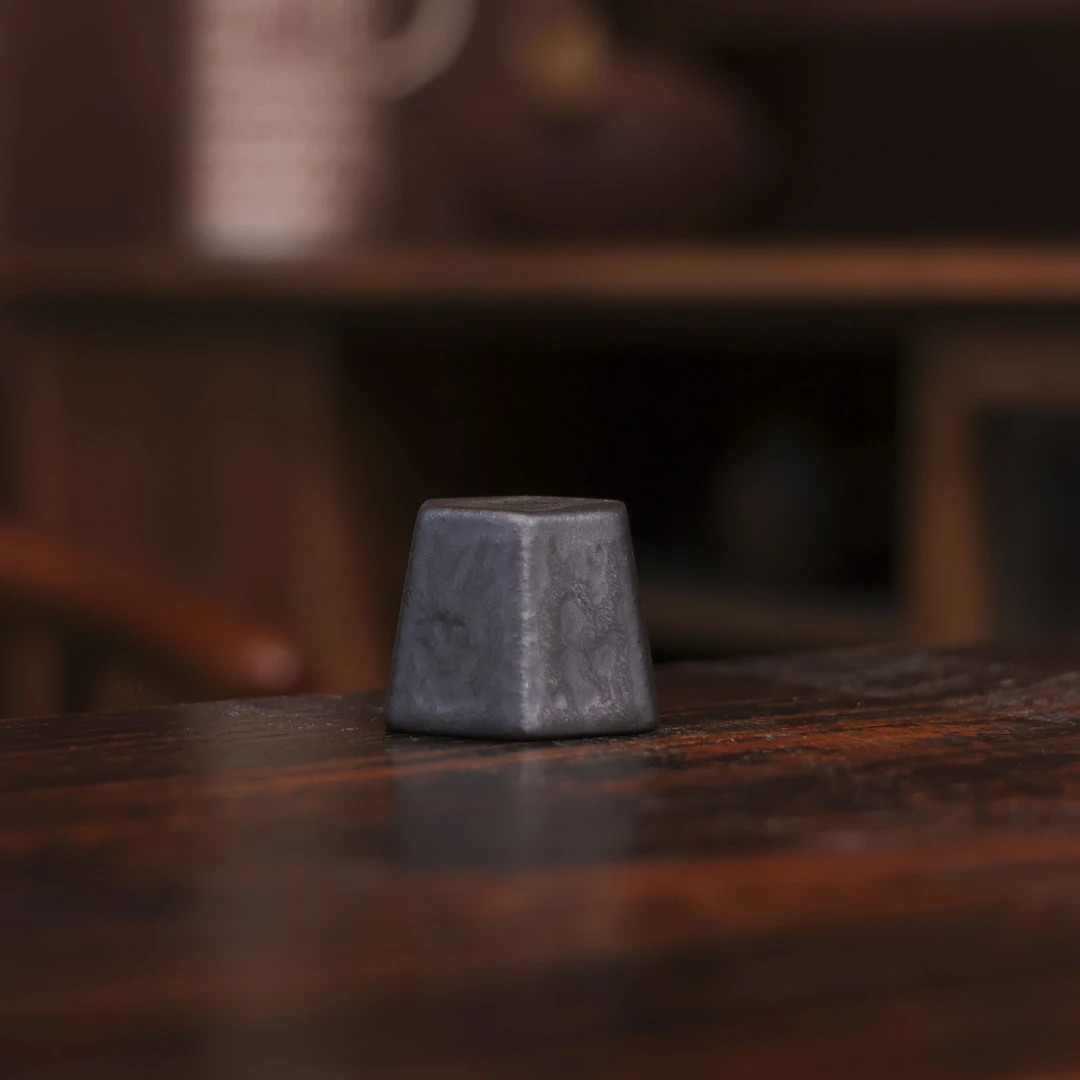 【坐饮亭竹】灰念鎏金六边盖置茶道配件周边（Q1886）