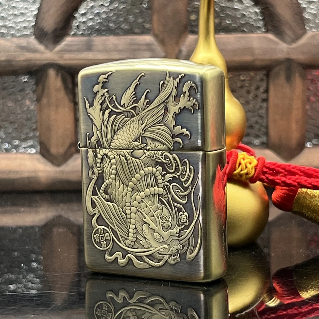 ZIPPO/之宝打火机 盔甲黄铜浮雕鱼化龙【杨杨专属】DYJ1