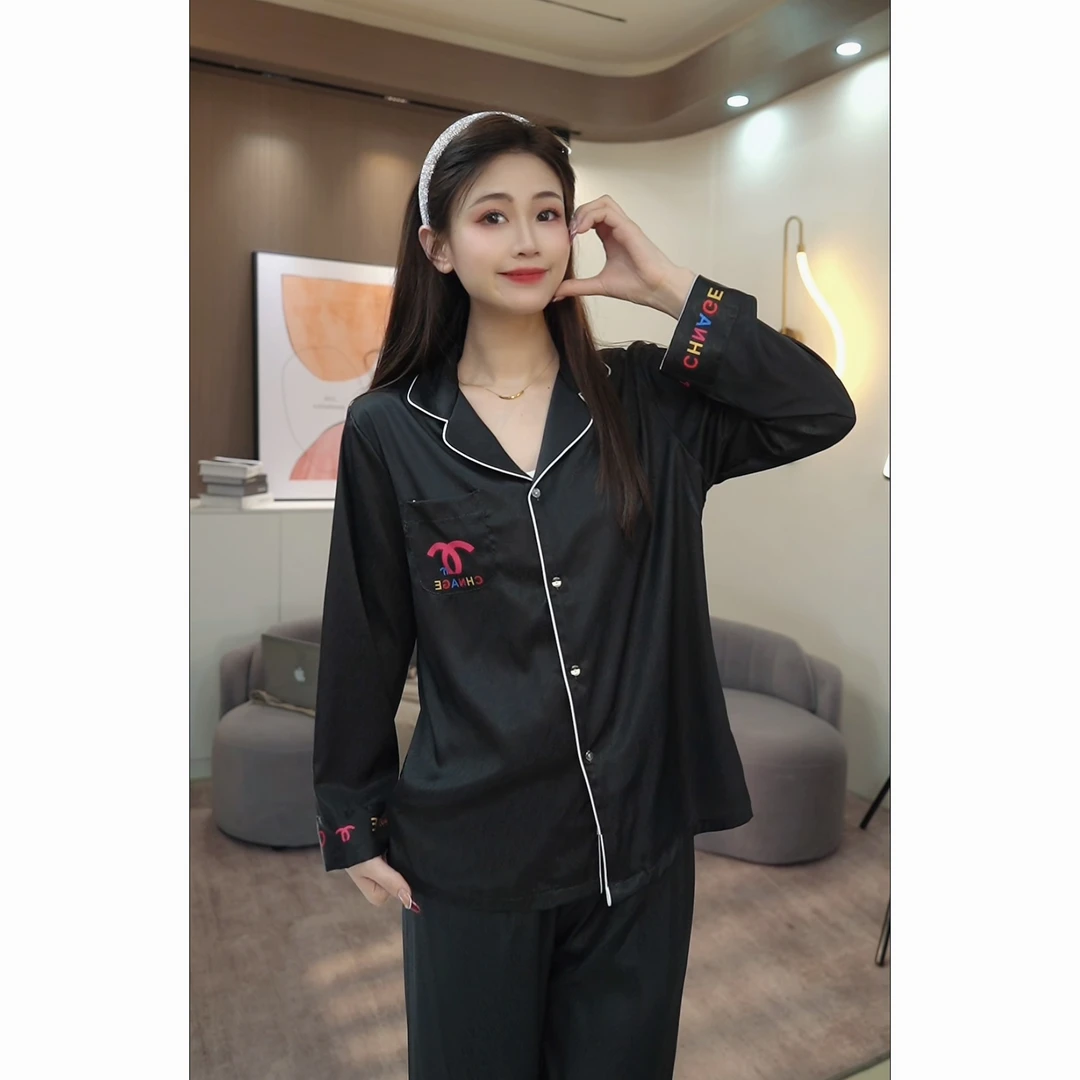 【秀秀家】春季上新《彩标小香》丝质高定长袖长裤睡衣家居服套装