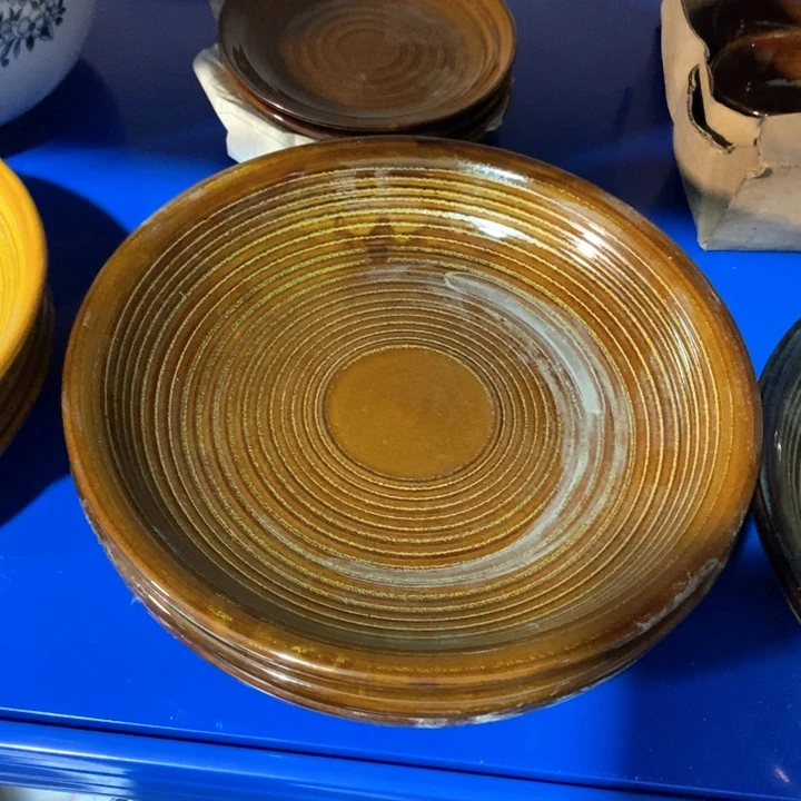 瓷片五厂窑变黄金釉大盘子直径26